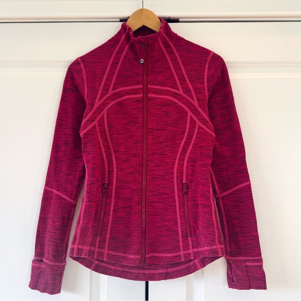 Lululemon Define jacket Berry Rumble pink space dye fitted athletic full zip 6